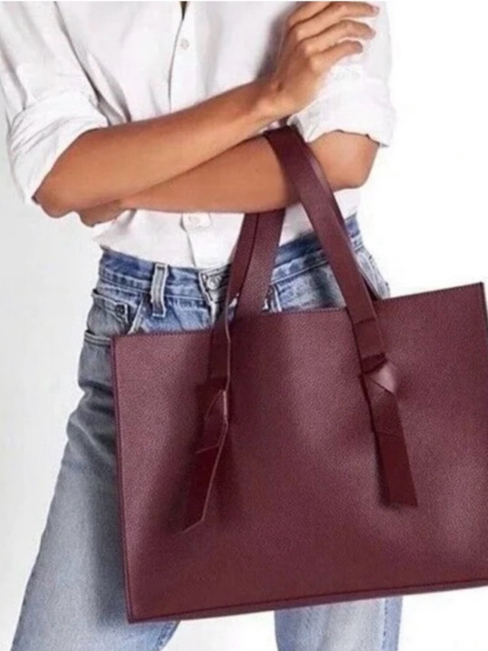 Rachel Zoe Burgundy Leather Tote Bag